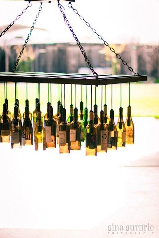 a wine bottle chandelier