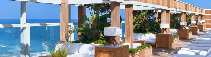 Rooftop cabana near the water