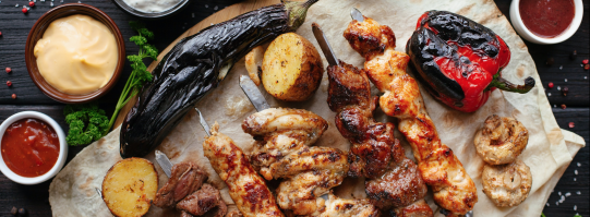 Kebab BBQ and grilled vegetables