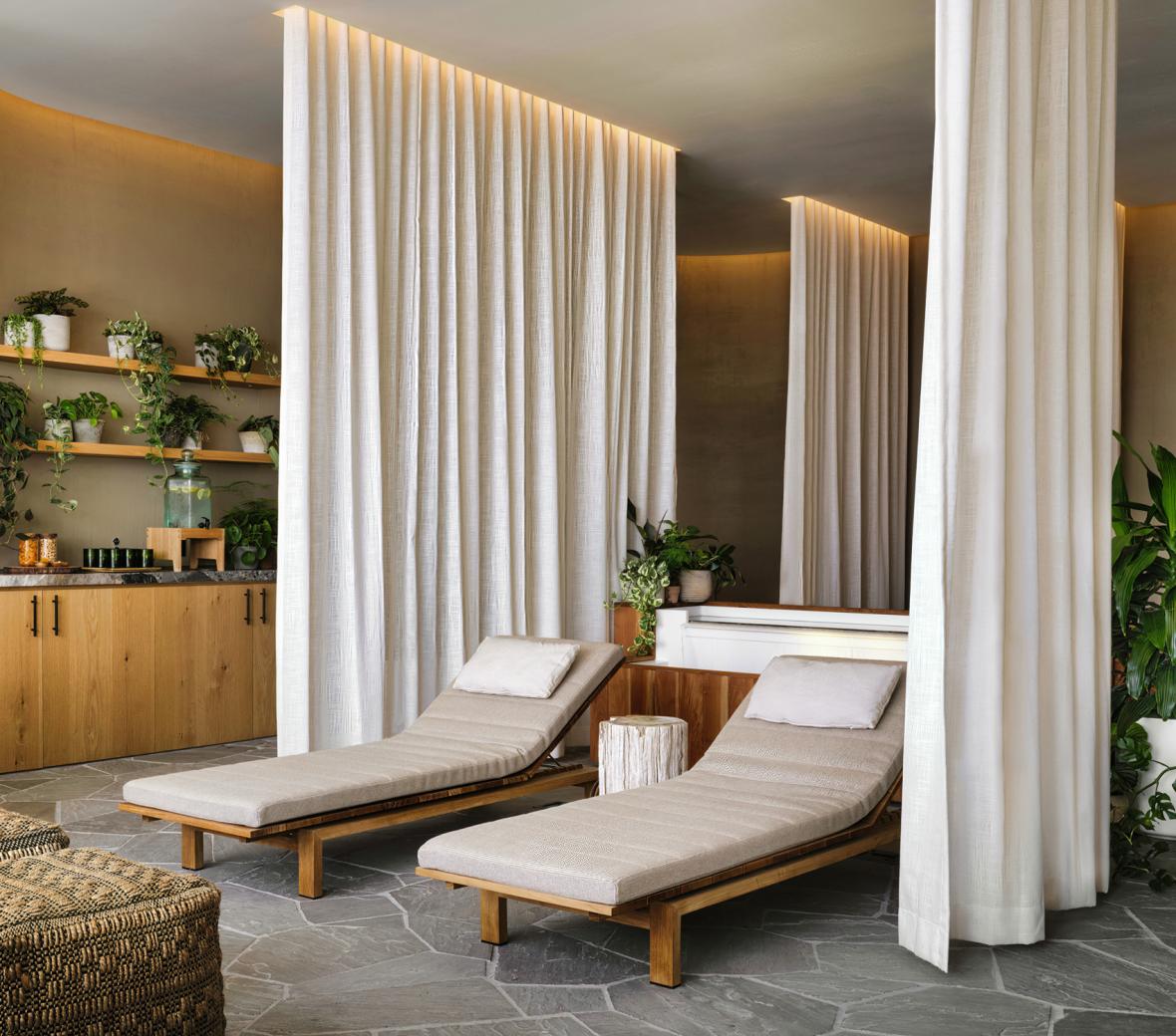 lounge chairs in spa