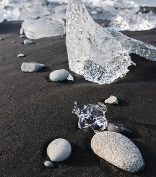 Crystal rocks on the beach