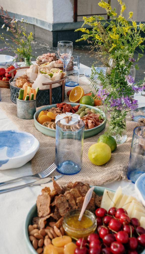 Brunch table with different foods