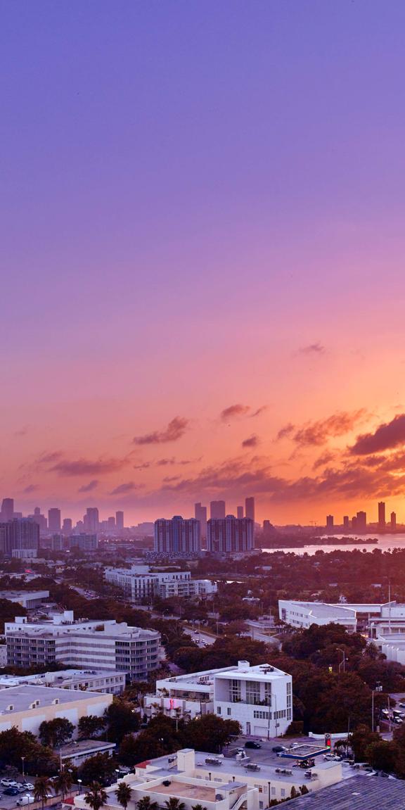 Sunset over the city of Miami