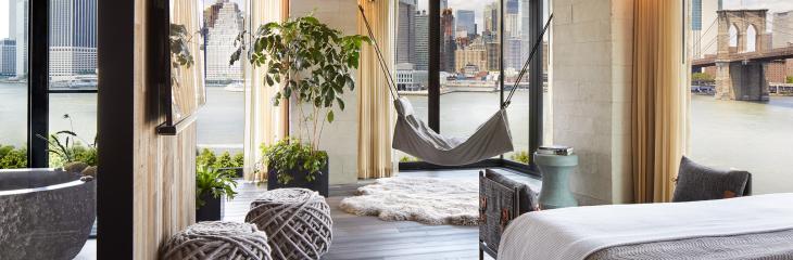 Riverhouse master bedroom at 1 Hotel Brooklyn Bridge