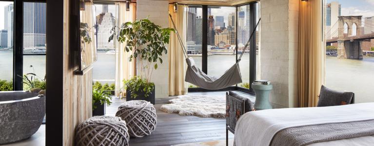 Riverhouse master bedroom at 1 Hotel Brooklyn Bridge